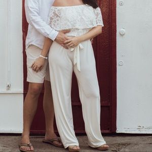 White Lace Jumpsuit #White #Wedding #Engagement